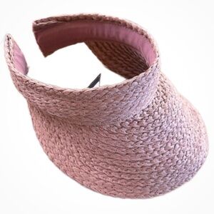 Renato Balestra Pink Clip On Sun Visor Straw Hat Open Top Wide Brim Women’s NWT